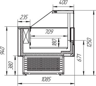 Витрины "Айс КУБ-М" -22-18 открытая