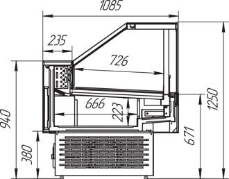 Витрины "Айс КУБ-СП" +1+6 с подтоварником