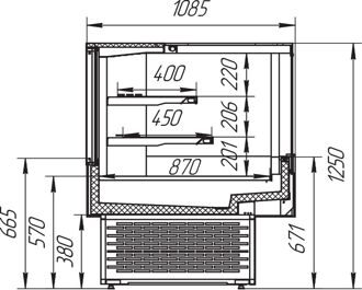 Витрины "Айс КУБ-К" +1+6 кондитерские вентилируемые